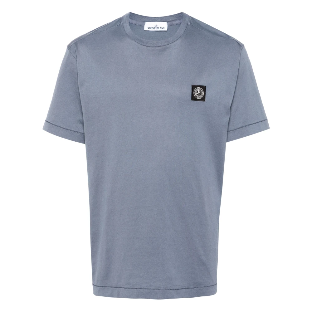 Stone Island Katoenen Jersey T-shirt met Windroos Patch Blue Heren