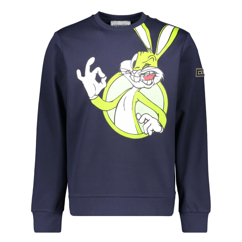 Iceberg Maxi Print Katoenen Sweatshirt Blue Heren