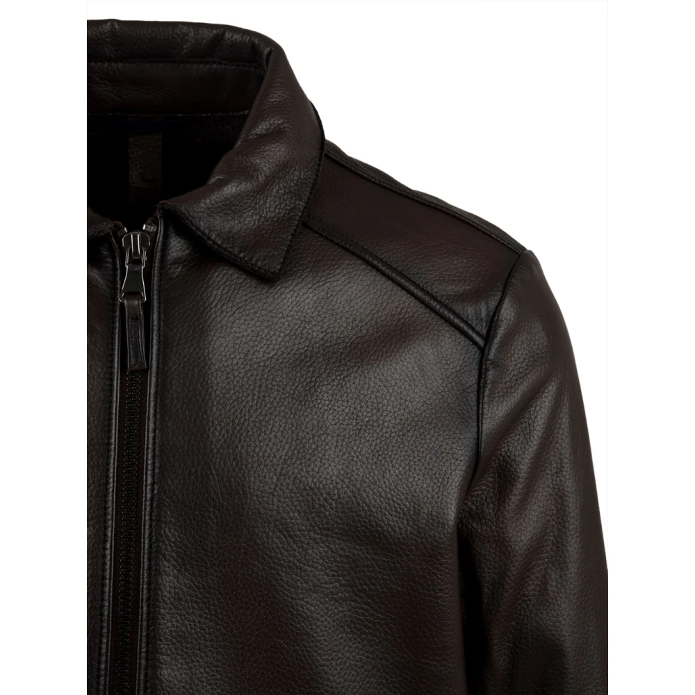 The Jack Leathers Leren jassen met dubbele ritssluiting en voorzakken Brown Heren