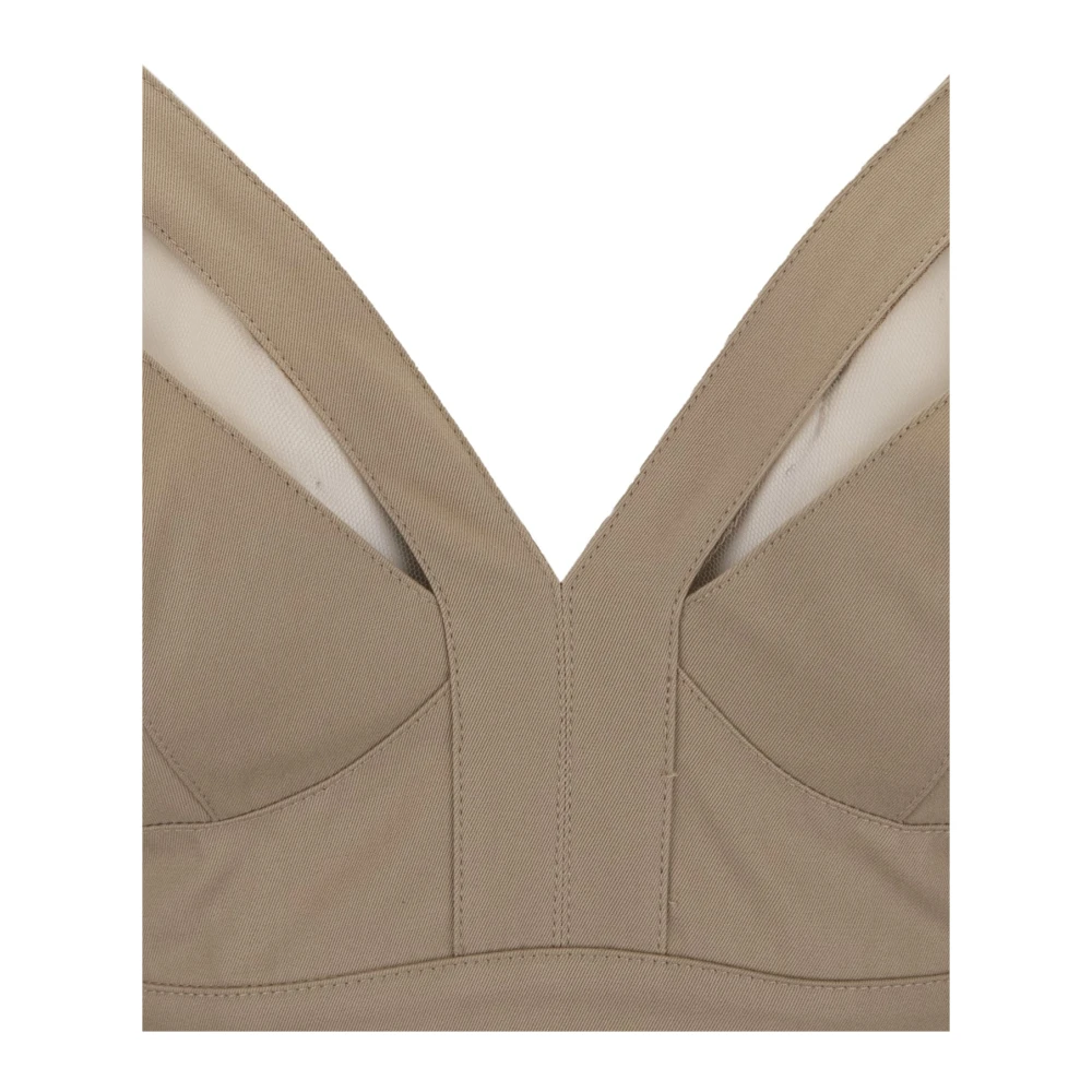 Elisabetta Franchi Mouwloze katoenen top met verstelbare bandjes Beige Dames