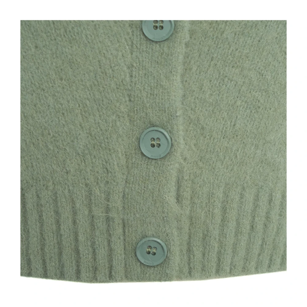 pinko Fluffy cropped cardigan met knoopsluiting Green Dames