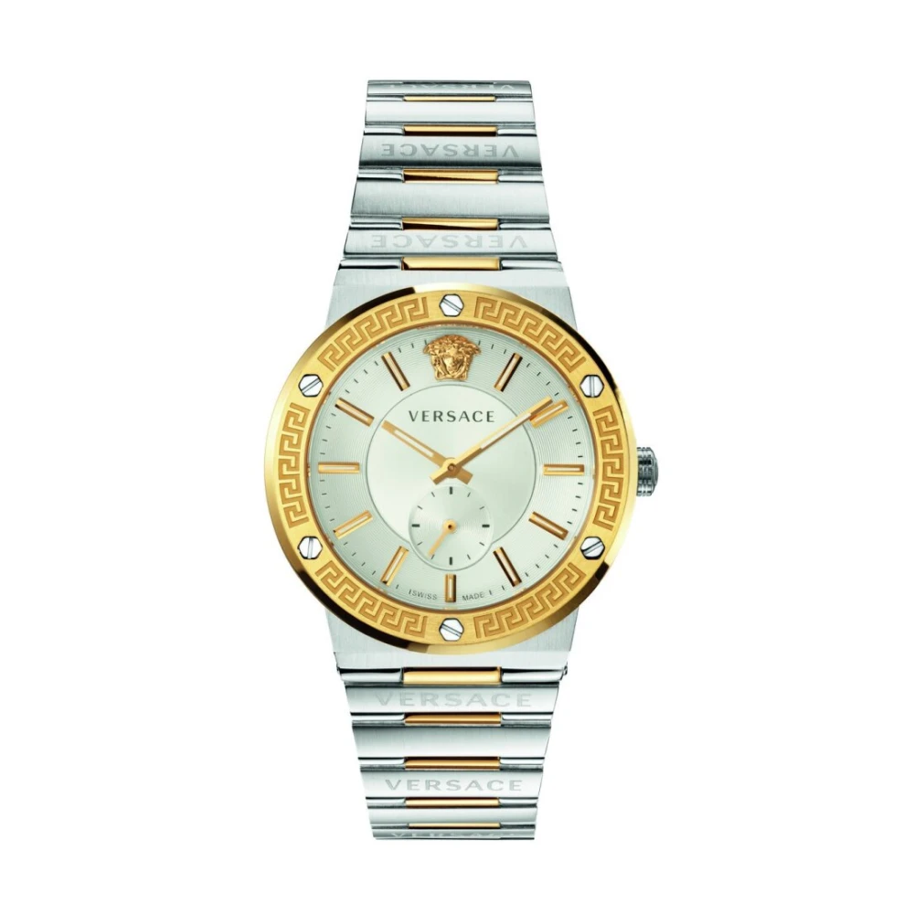 Versace Men's Gray Greca Logo Bicolor Watch