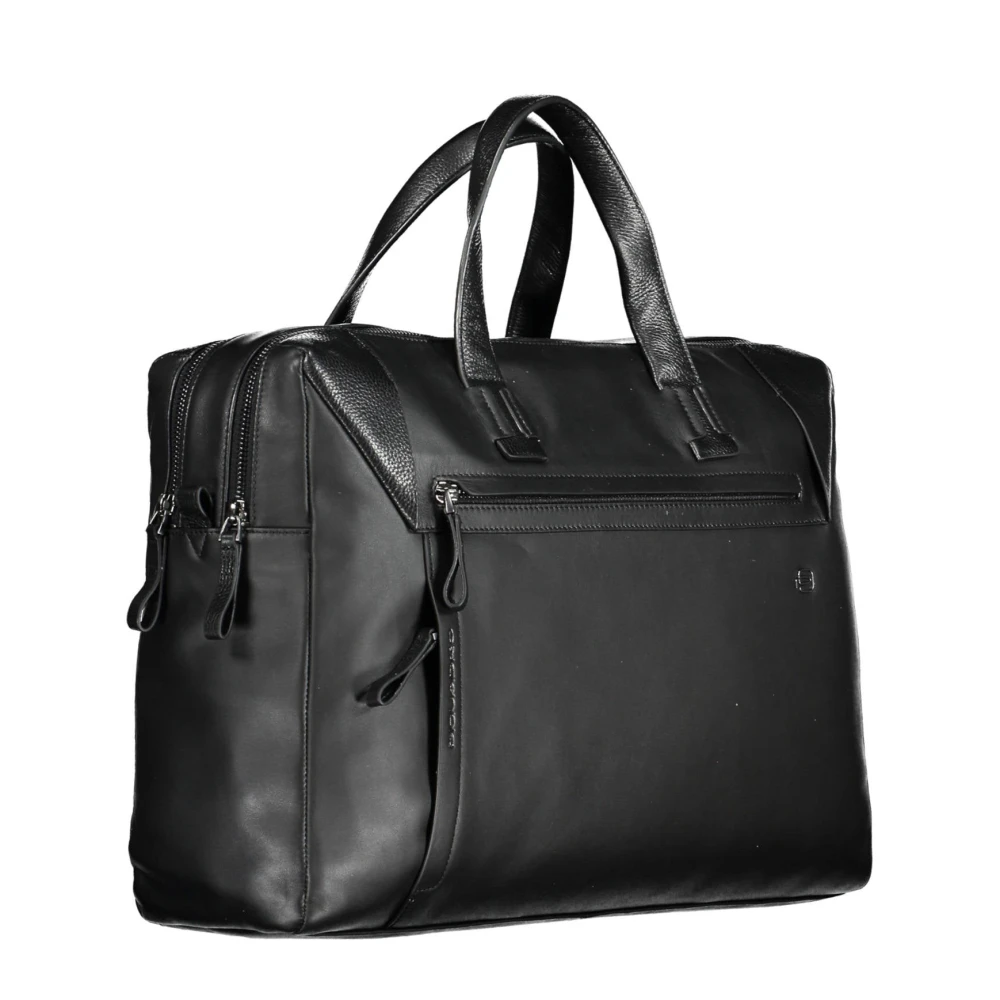 Piquadro Zwarte aktetas met handvatten en schouderband Black Heren
