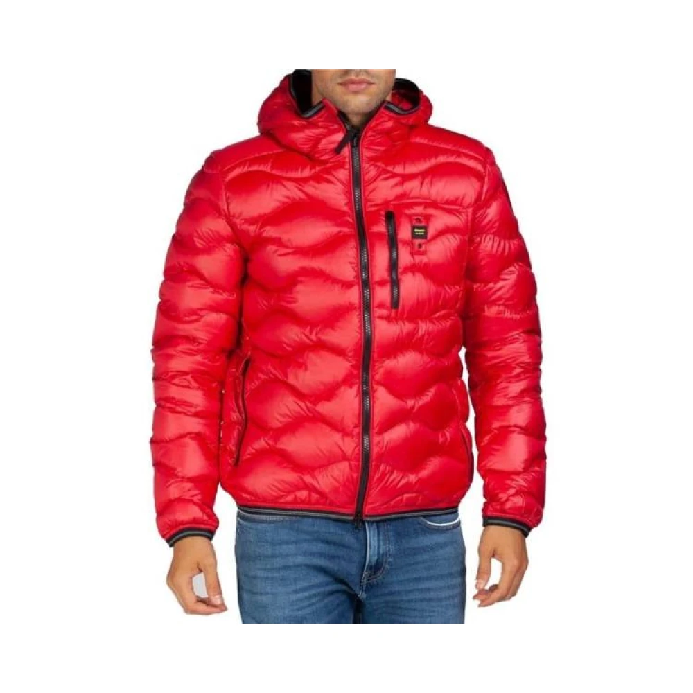Blauer Warm en lichtgewicht nylon jas met capuchon Red Heren