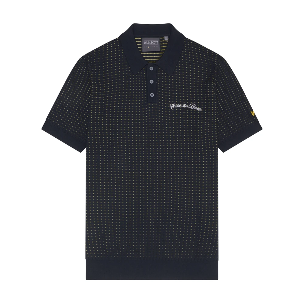 Lyle & Scott Gebreide Polo met Ruitpatroon Blue Heren