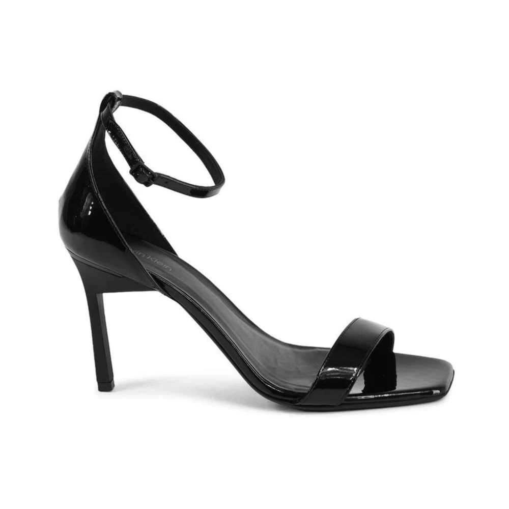Calvin Klein Women's Black Leather Stiletto Heel Sandals - High Heel Sandals - 8 Uk - Shoes
