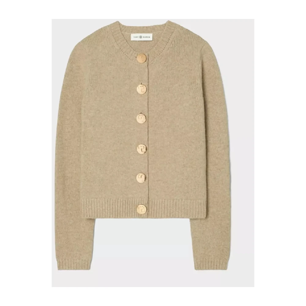TORY BURCH Beige Wollen Vest met Decoratieve Knopen Brown Dames