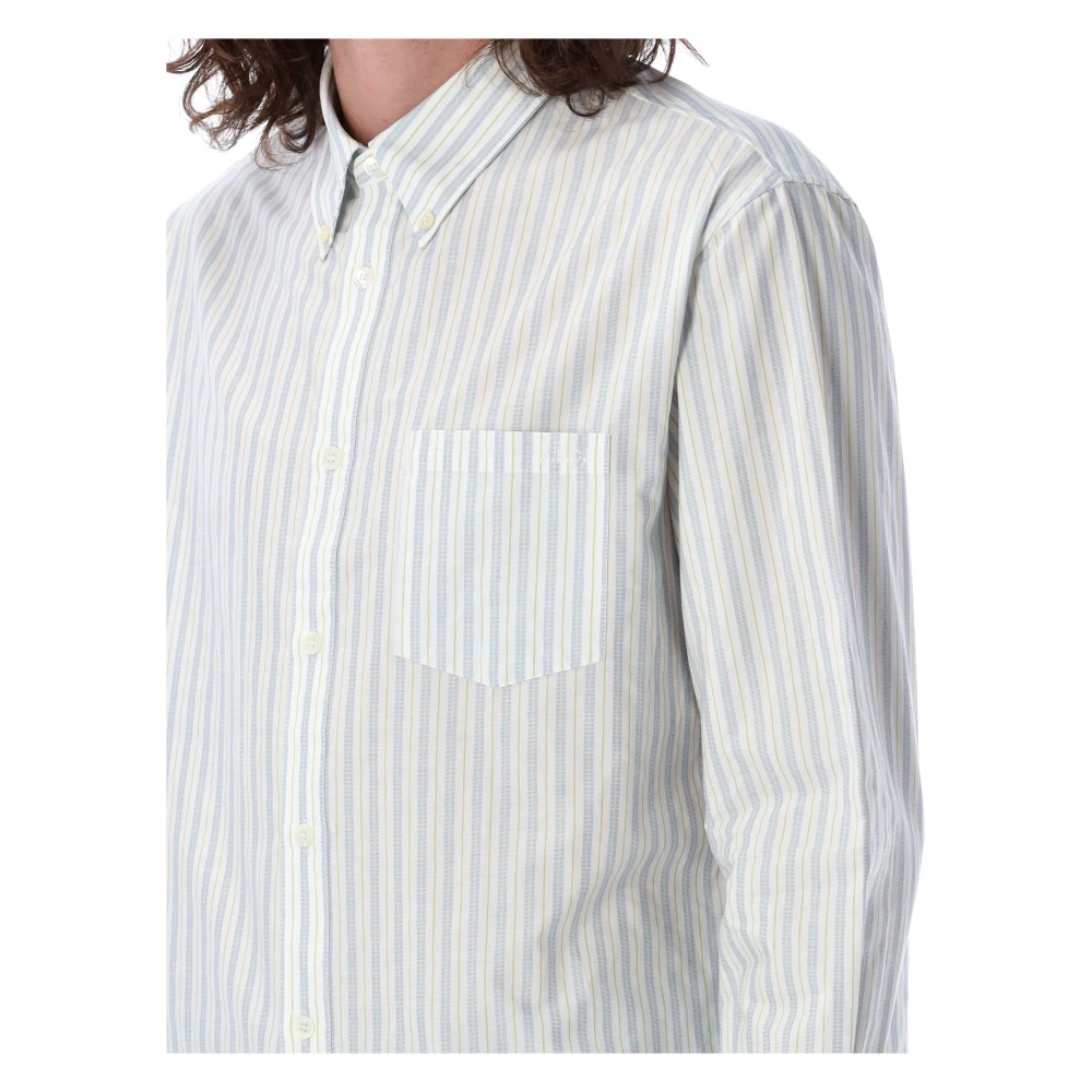 A.p.c. Lichtgroene Gestreepte Geborduurde Overhemd Green Heren