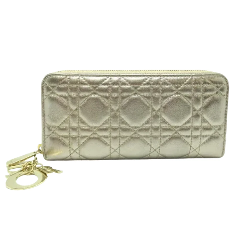 Dior Vintage Pre-owned Leather wallets Gray Dames