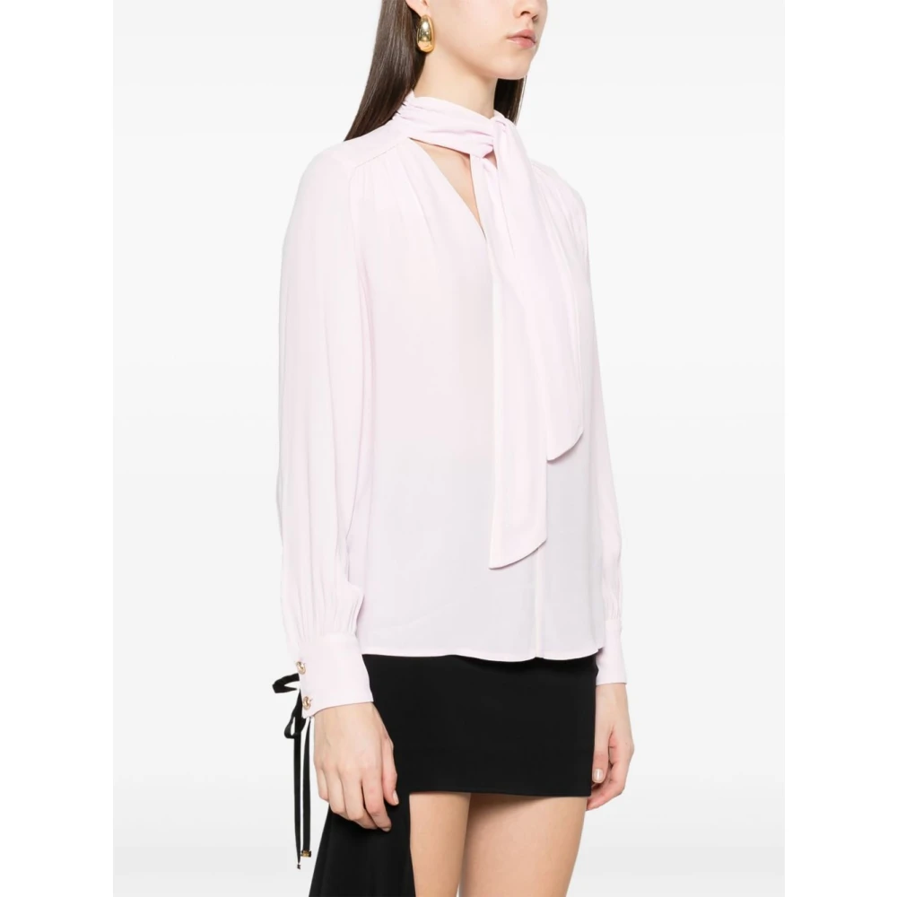 Elisabetta Franchi Roze Geborduurde Logo Blouse Pink Dames