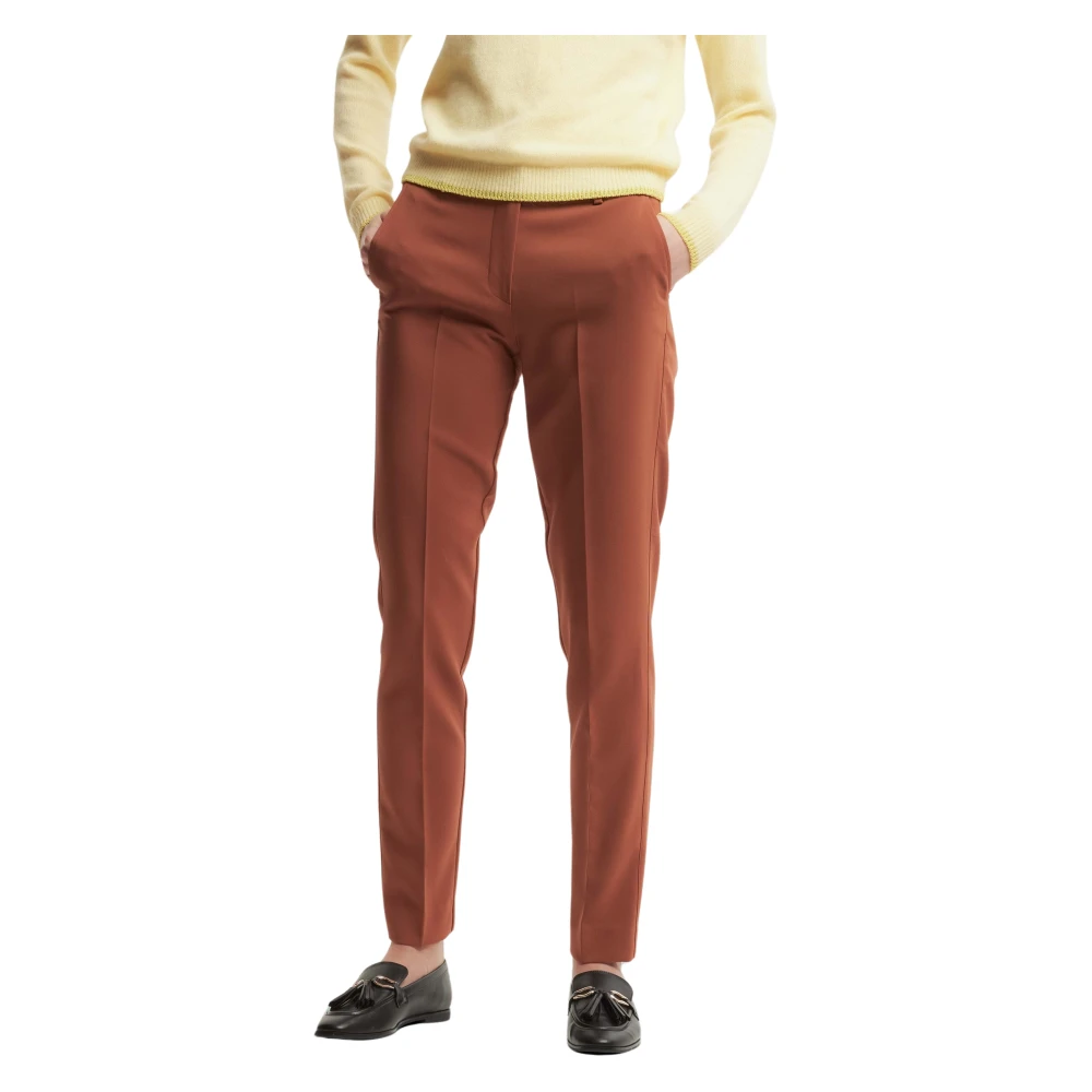 Kocca Elegante Geplooide Cigarette Cut Broek Brown Dames