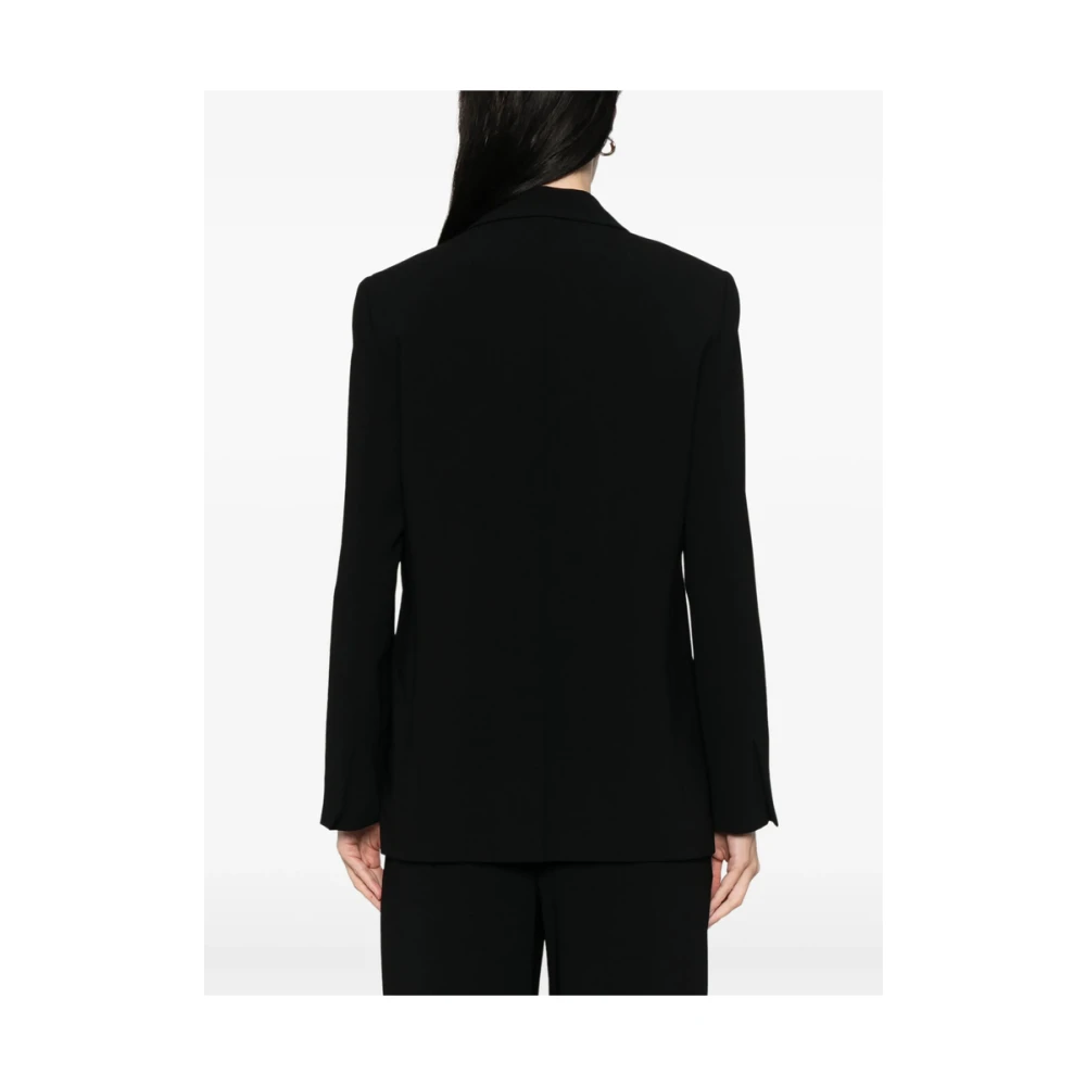 Theory Zwarte double-breasted jas met schoudervullingen Black Dames