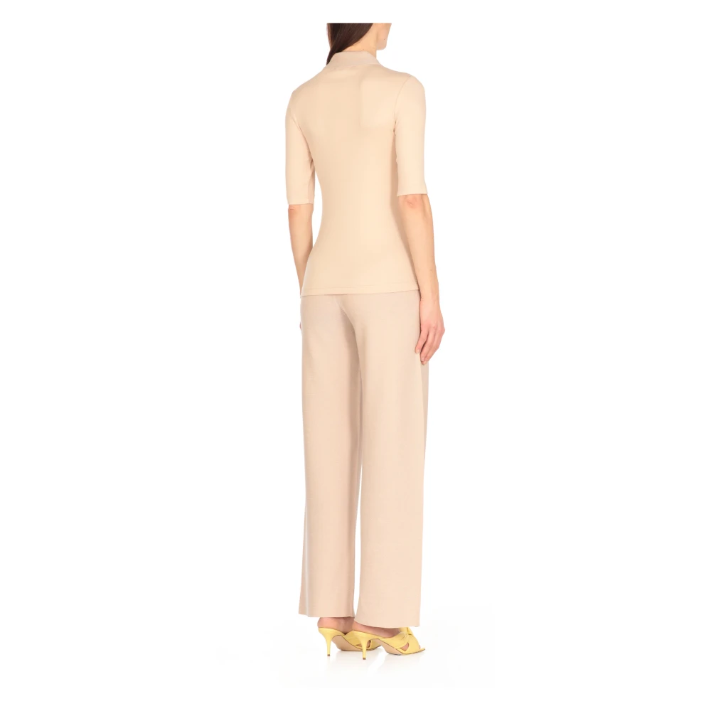 Fabiana Filippi Beige Katoenen T-shirt met Kraag Beige Dames