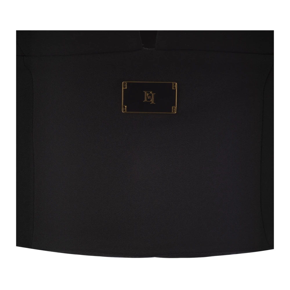 Elisabetta Franchi Stretch crepe bustier top met geëmailleerd logoplaquette Black Dames