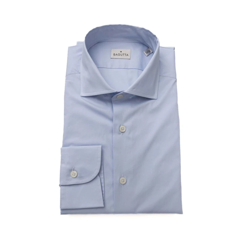 Bagutta Elegant Slim Fit Overhemd met Franse Kraag Blue Heren