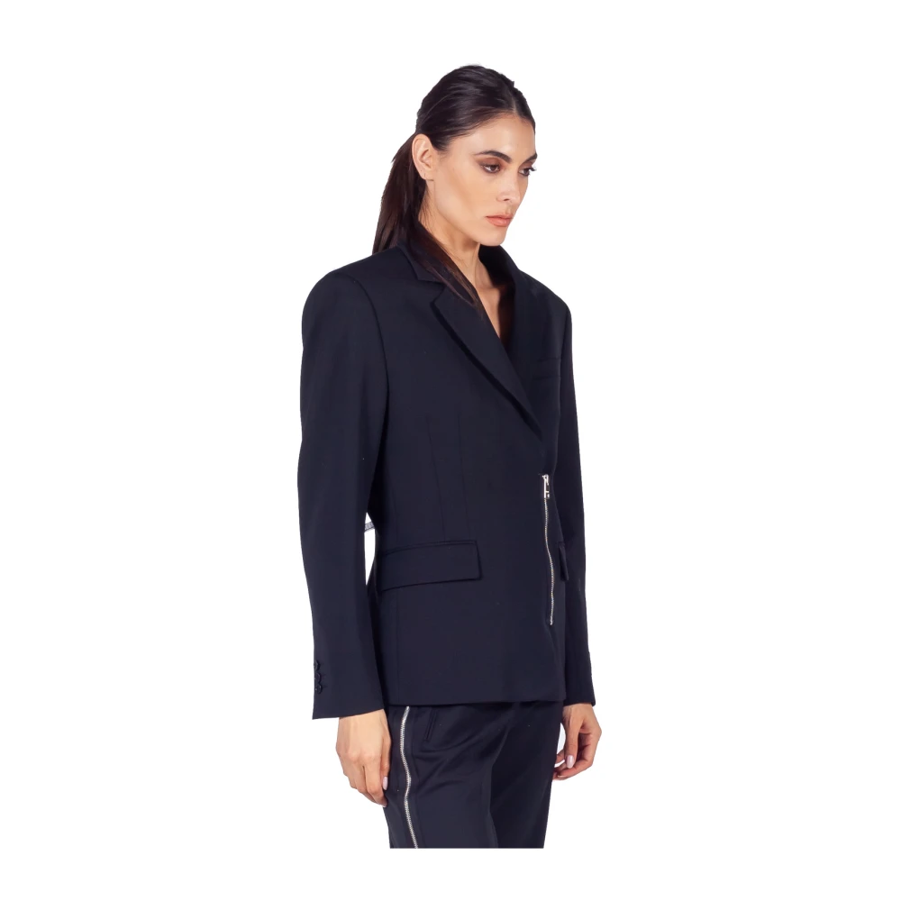 Msgm Zwarte Rits-Wollen Blazer Black Dames