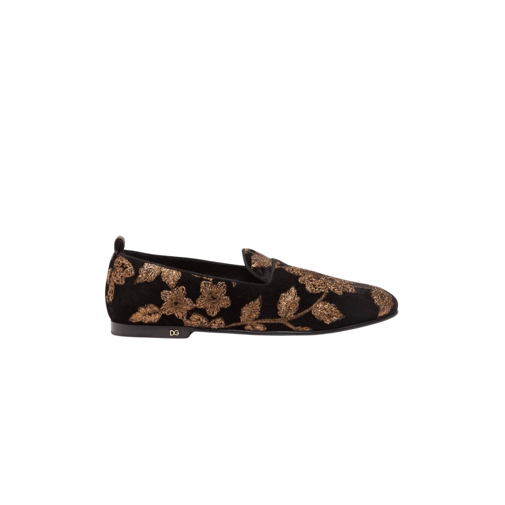 Dolce & Gabbana Men's Black Vaticano Embroidered Leaves Loafers - Loafers - 9 1/2 Uk - Shoes