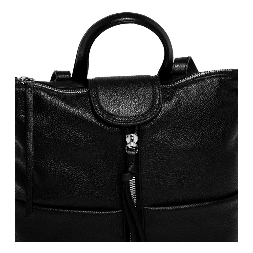 Gianni Chiarini Zwarte leren rugzak met ritssluiting Black Dames