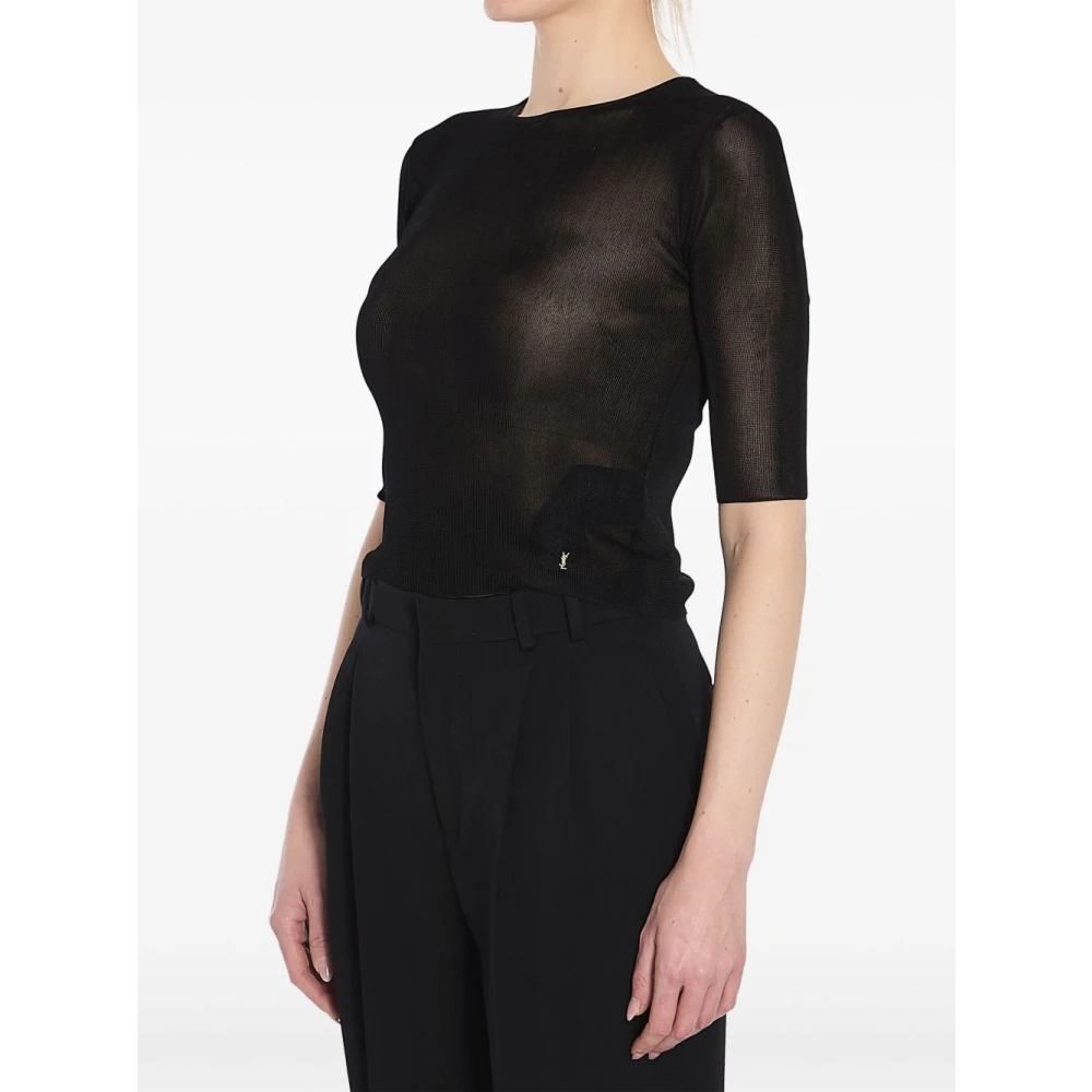 Saint Laurent Zwarte Top voor Vrouwen Black Dames