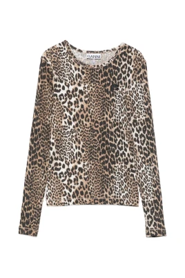 Långärmad topp i leopardmönster