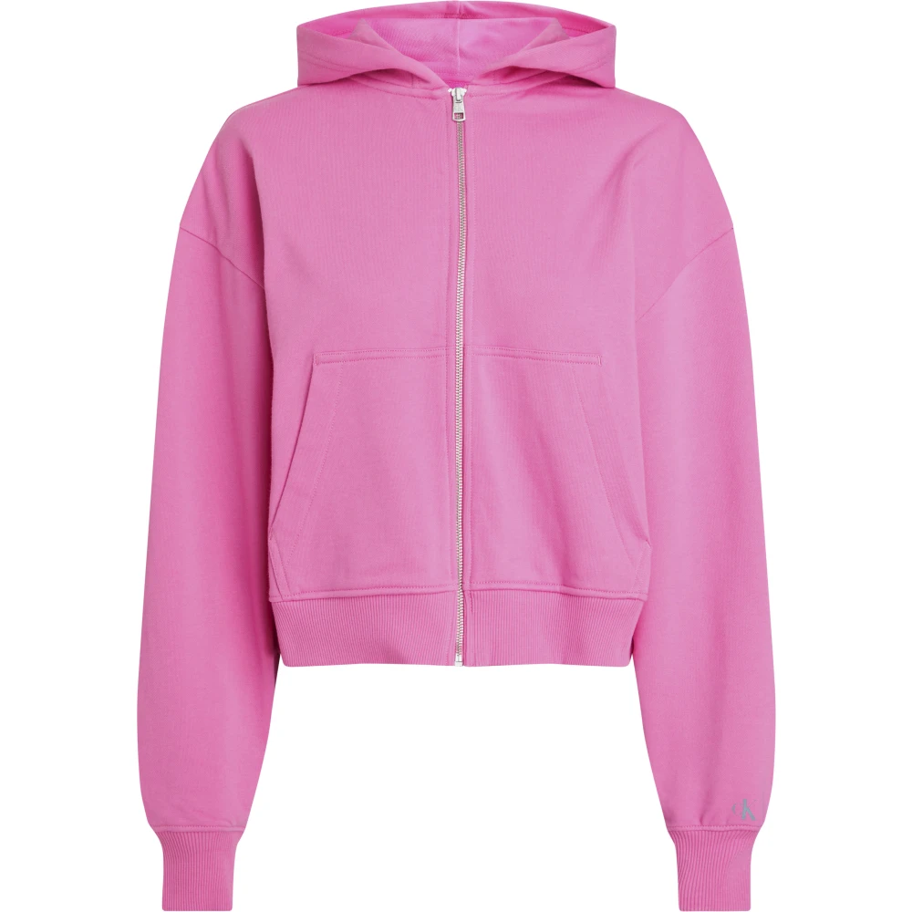 Calvin Klein Stijlvolle Fuchsia Sweater Met Rits Capuchon Pink Dames