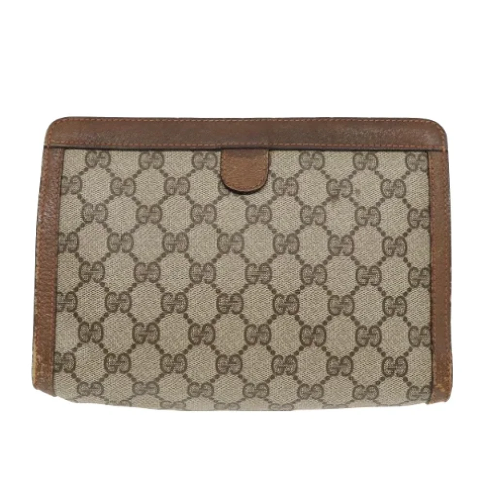 Gucci Vintage Pre-owned Leather clutches Beige Dames