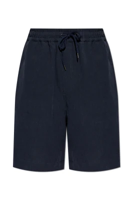 Linen Canvas Flat-front Bermuda Shorts