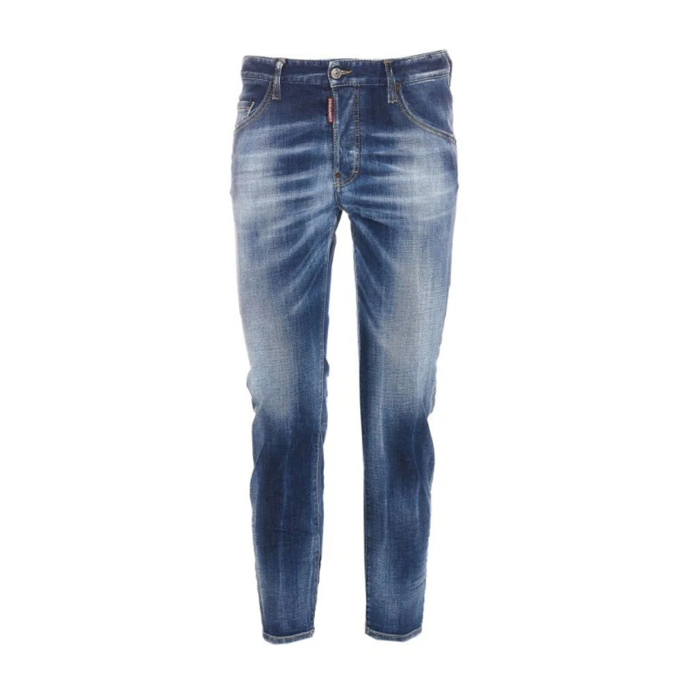 Dsquared2 Blue Slim Fit Jeans, Male, S, Skater Jeans With Front Button Closure