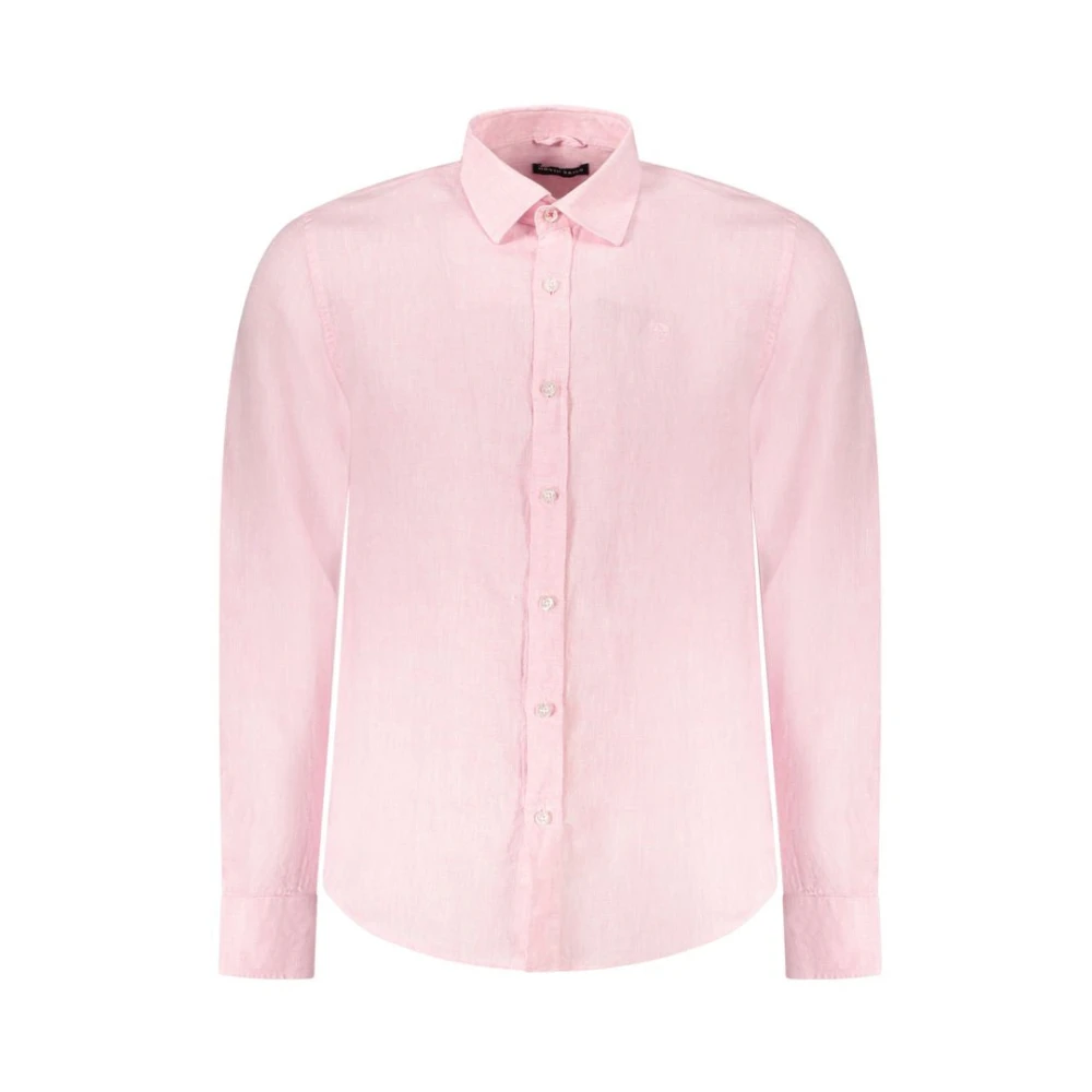 North Sails Men's Pink Casual Shirts,, Linen Embroidered Shirt 2XL