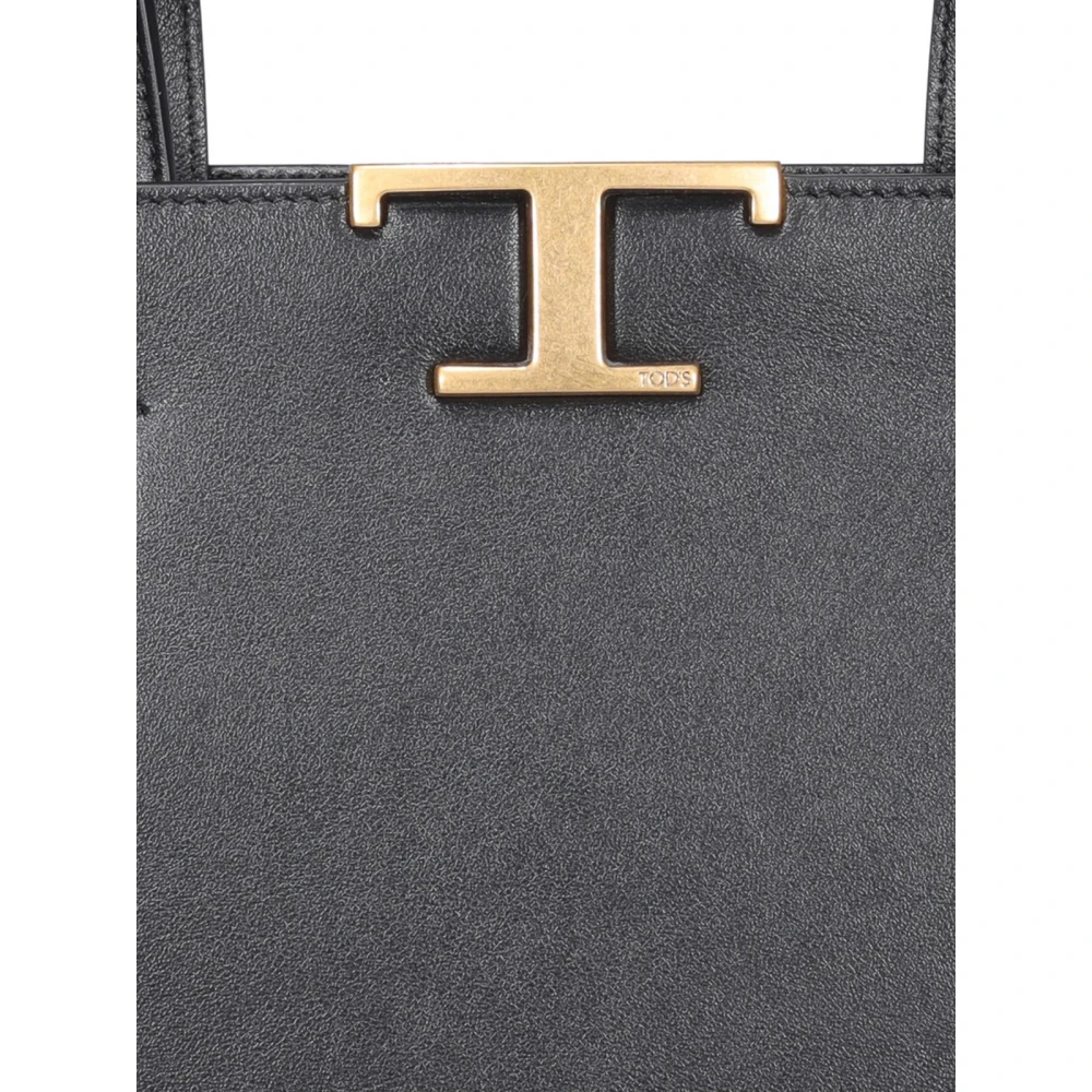 TOD'S Zwarte leren tas met gouden monogram Black Dames