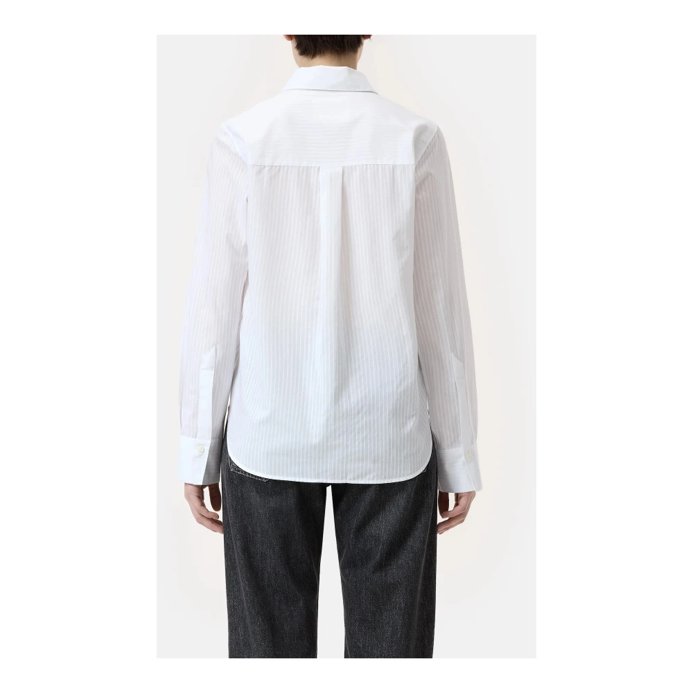closed Gestreepte Katoenen Gauze Blouse White Dames
