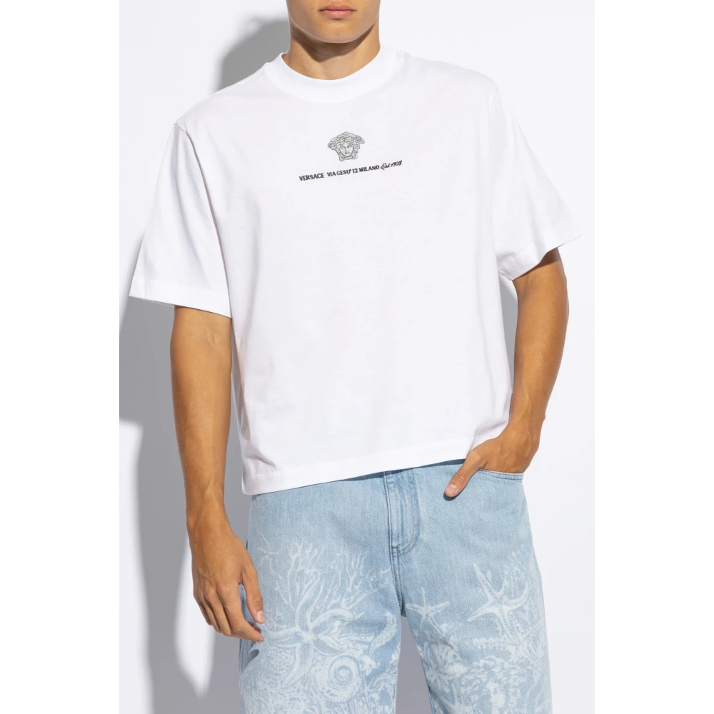 Versace T-shirt met logo White Heren
