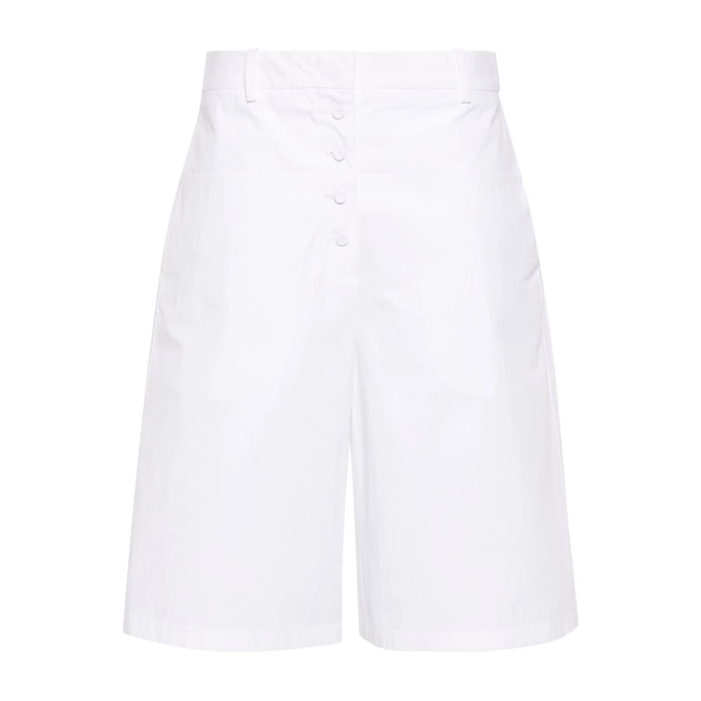 Jil Sander Witte Katoenen Panelled Shorts White Dames