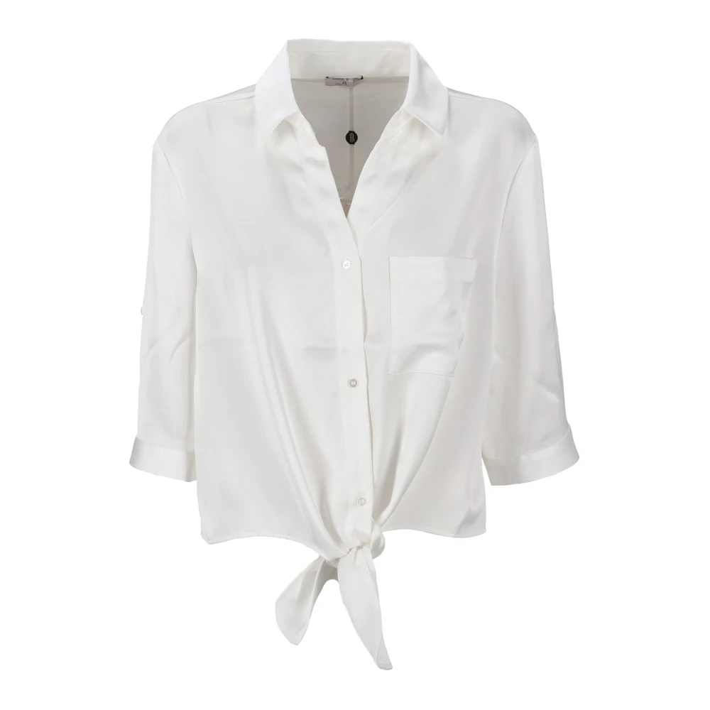 Fracomina Women's White Shirts, L, Cropped Shirt In