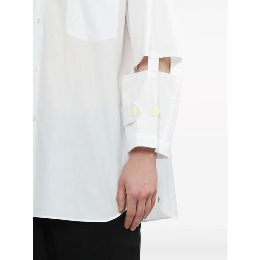Comme des Garçons Witte Katoenen Overhemd met Uitgesneden Mouwen White Dames