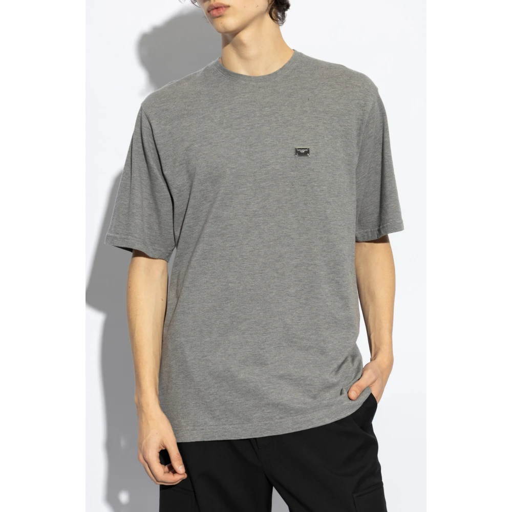Dolce & Gabbana T-shirt met logo applicatie Gray Heren