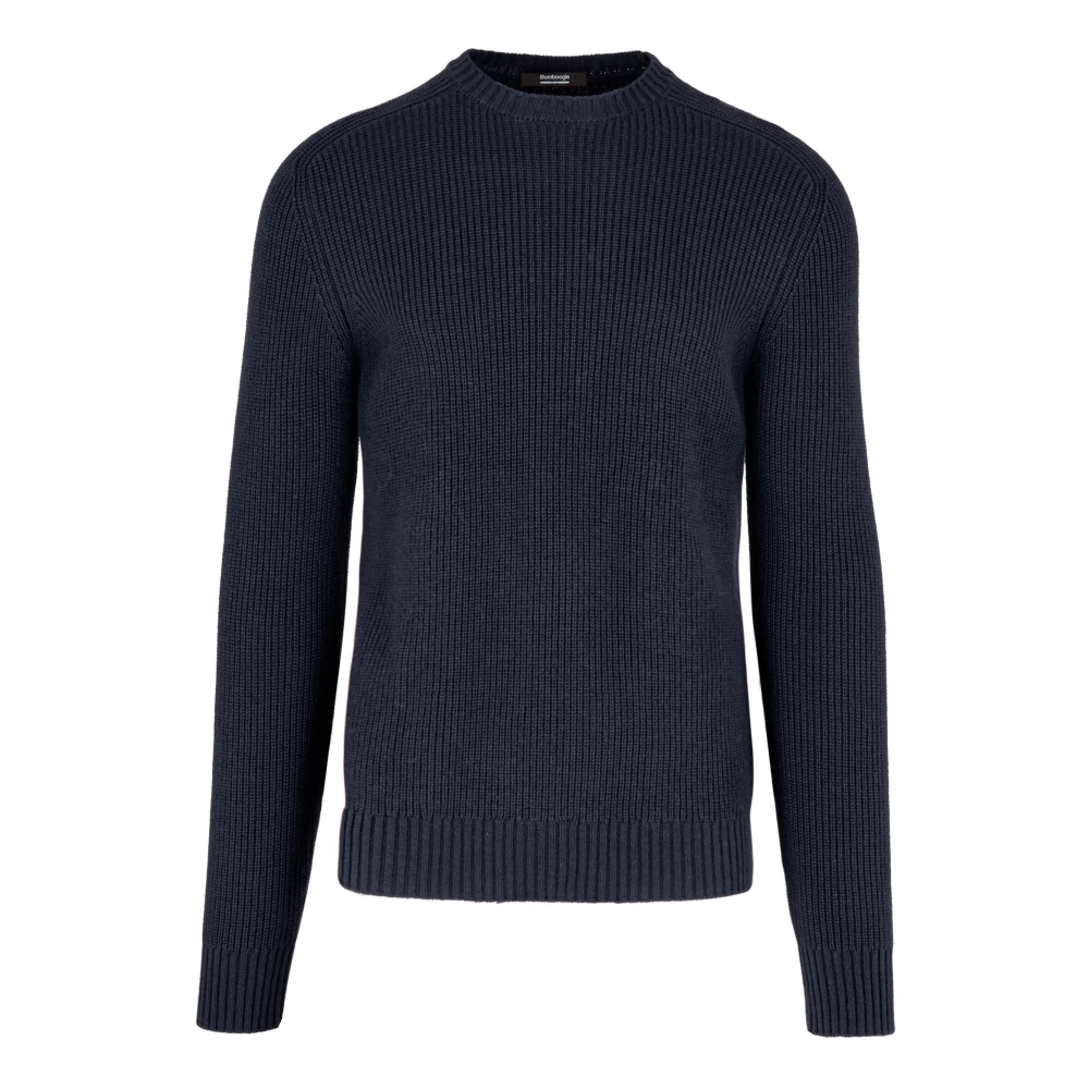 Bomboogie Men's Blue Crew-297 Ribbed Jumper - Round-Neck Knitwear - M - Knitwear
