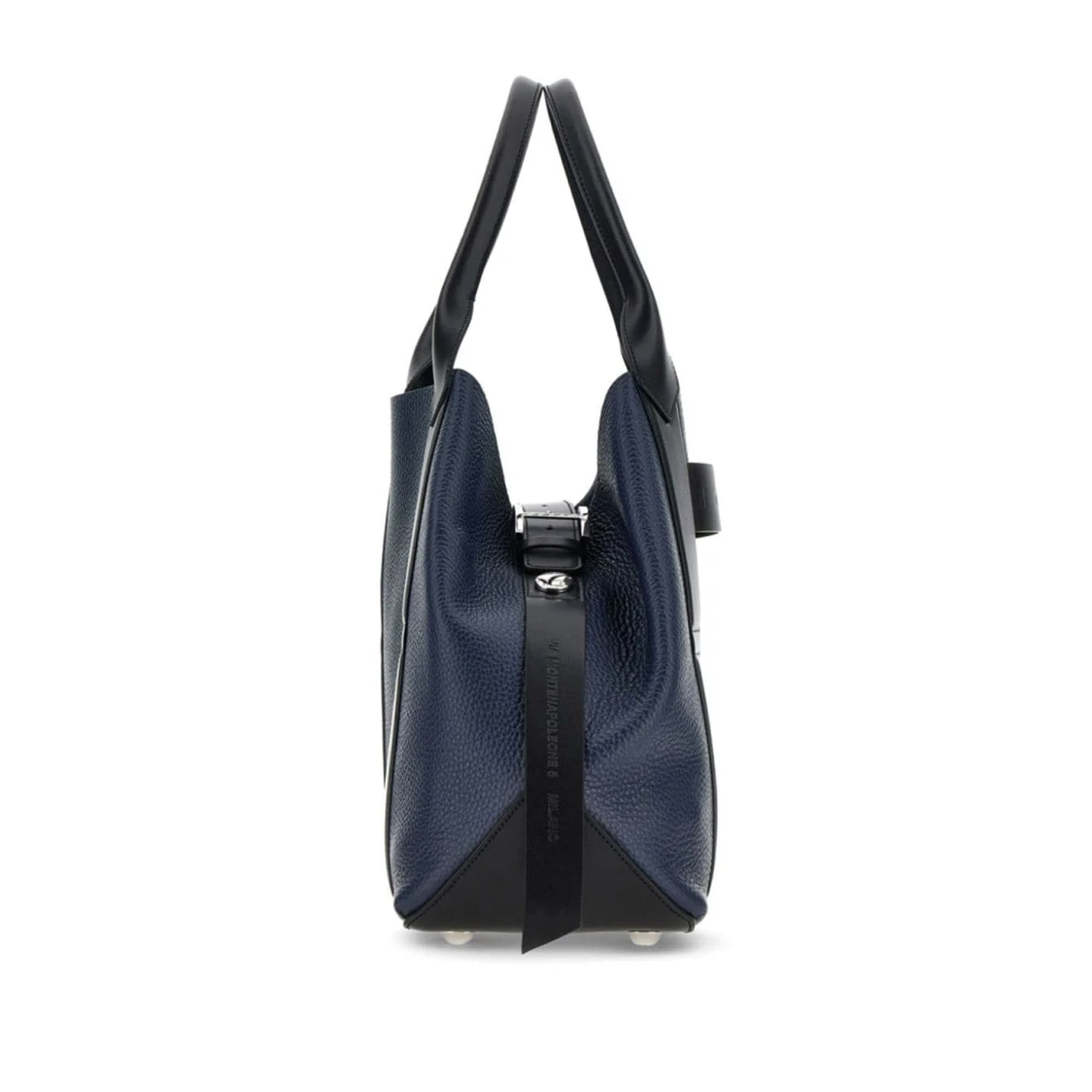 Hogan Blauwe Script Tote Tas met Zilveren Details Blue Dames