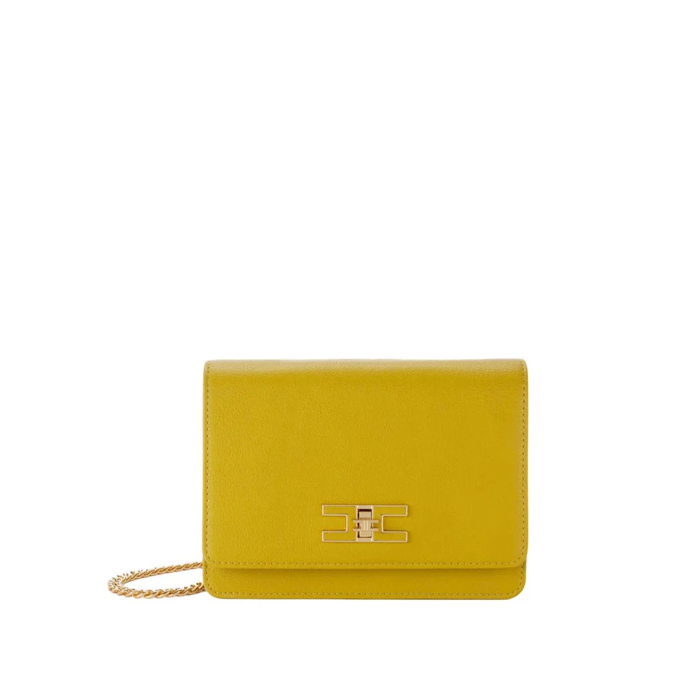Elisabetta Franchi Vergulde Ketting Schoudertas Yellow Dames