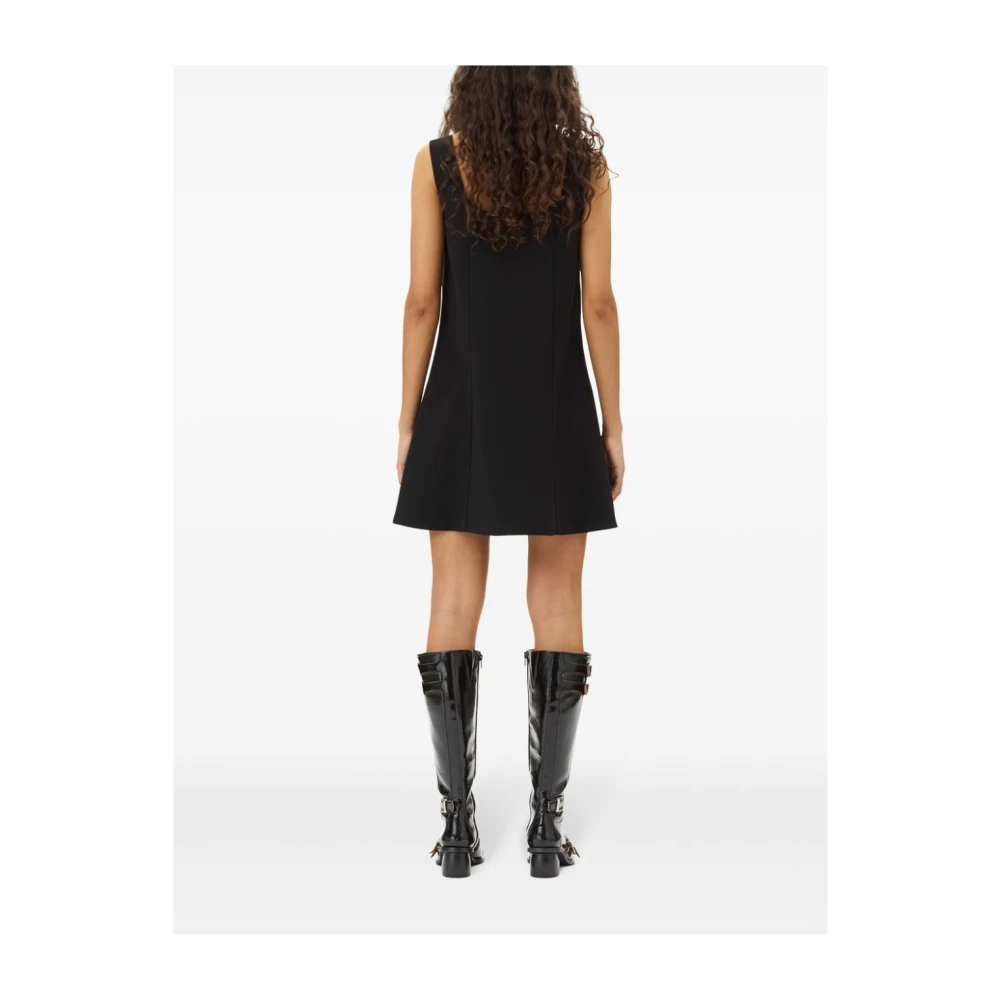Ganni Zwarte Mouwloze Jurk met Vierkante Hals Black Dames