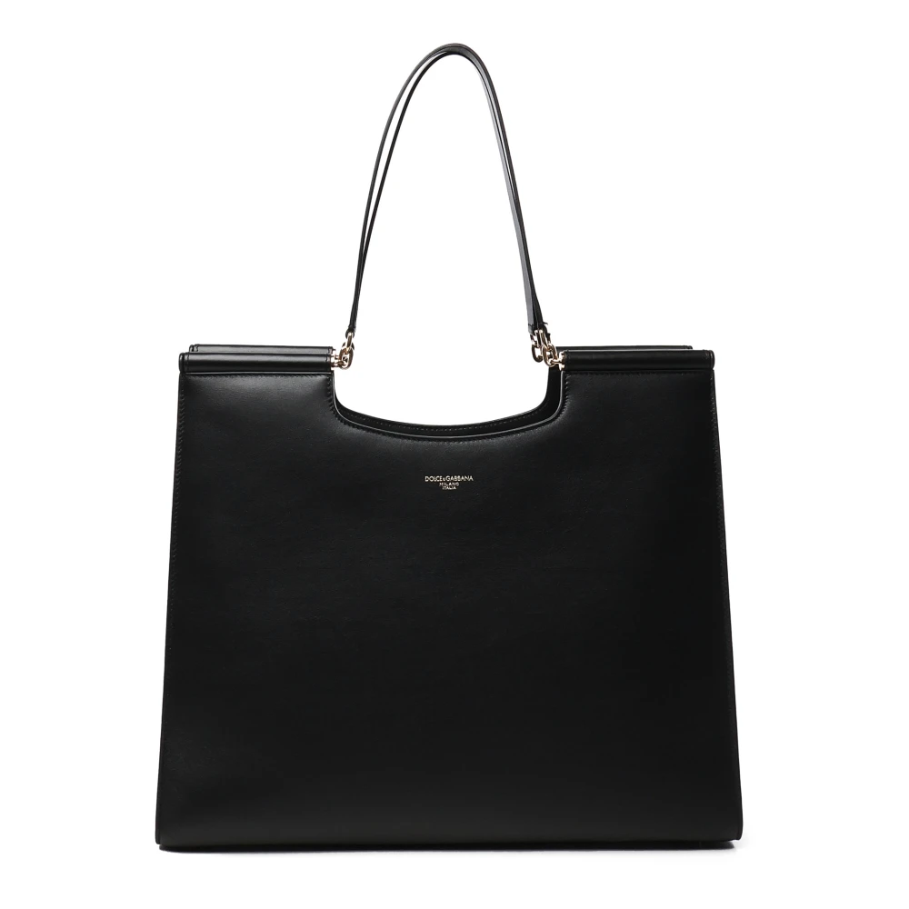 Dolce & Gabbana Zwarte Leren Tote Tas Black Dames