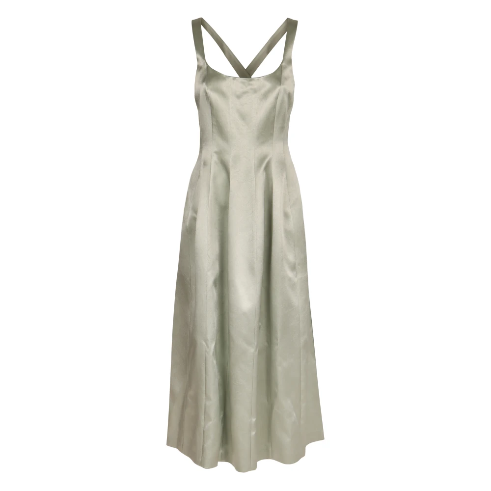 Philosophy di Lorenzo Serafini Mouwloze Acetaat Kruisrug Jurk Green Dames