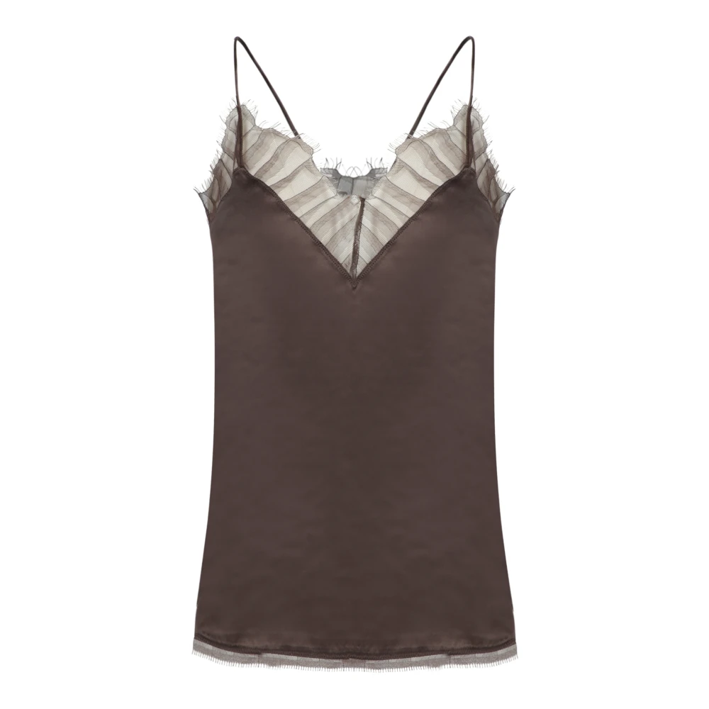 IRO Bruine Zijden Top Elegante Asymmetrische Zoom Brown Dames