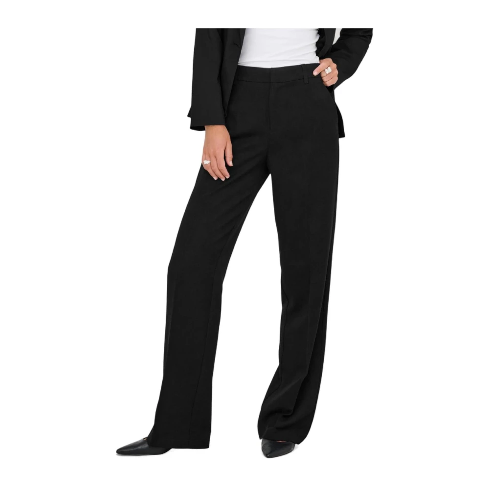 Only Women's Black Wide Trousers, Xl L32, Wide Leg Pleated Trousers