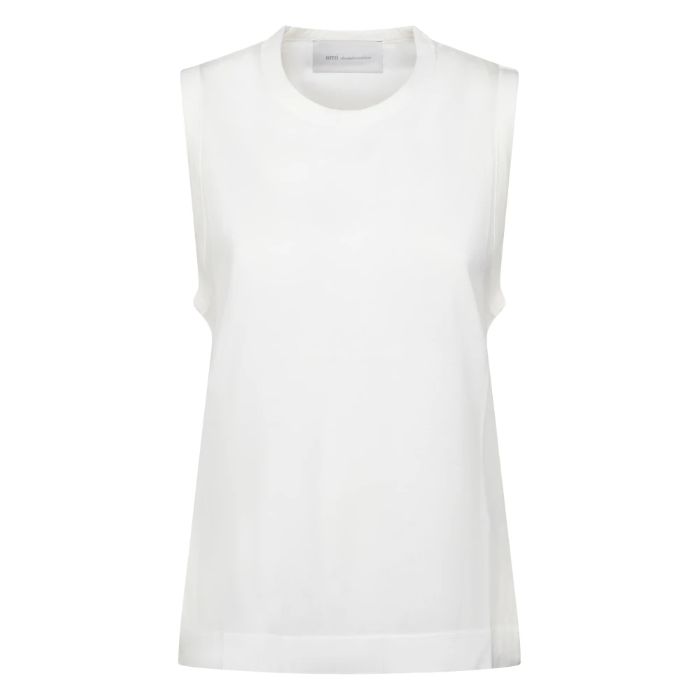 Ami Paris Women's White Adc Tank Top - Sleeveless Tops - L - Tops