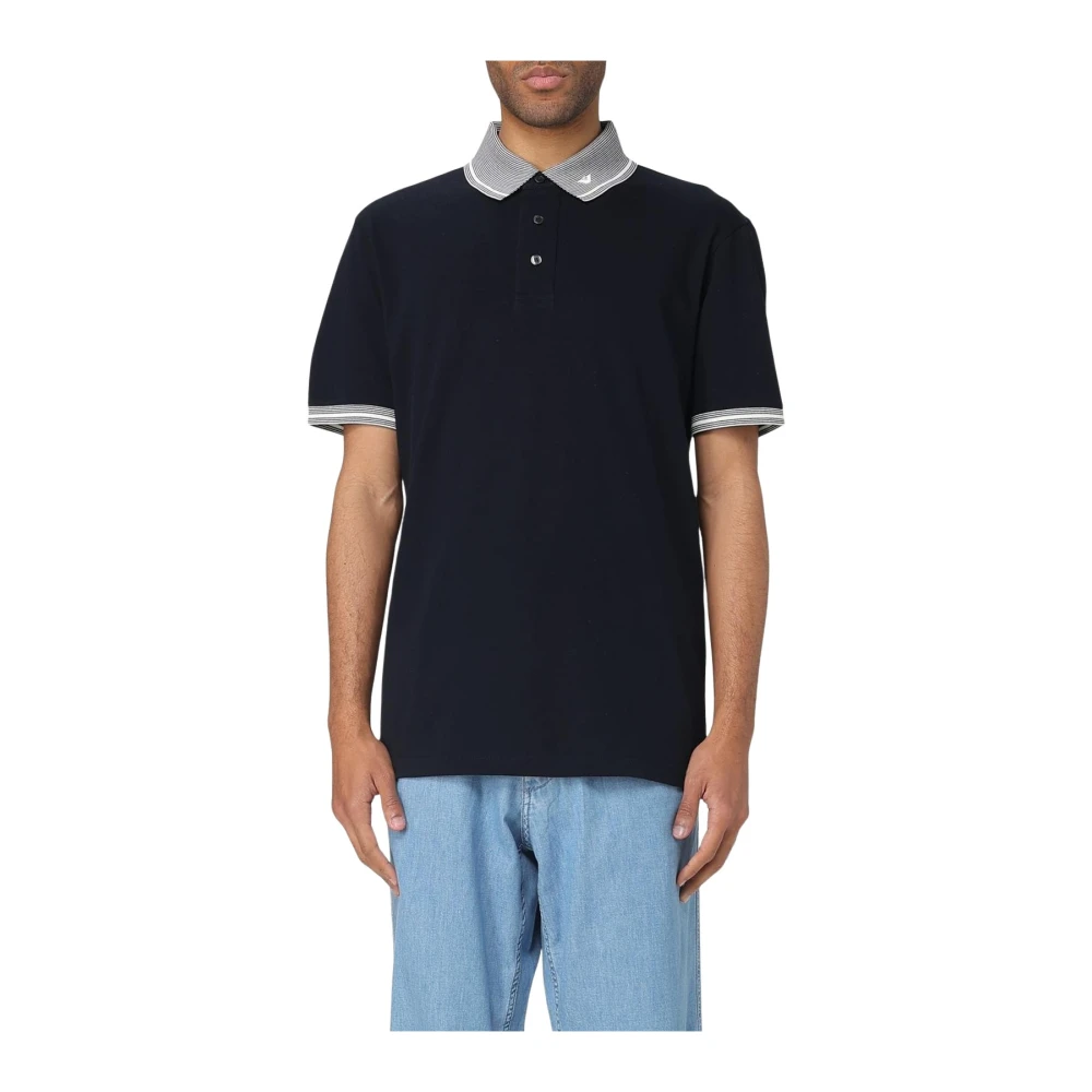 Emporio Armani Herren Blau Gestreiftes Poloshirt Mit Kragen