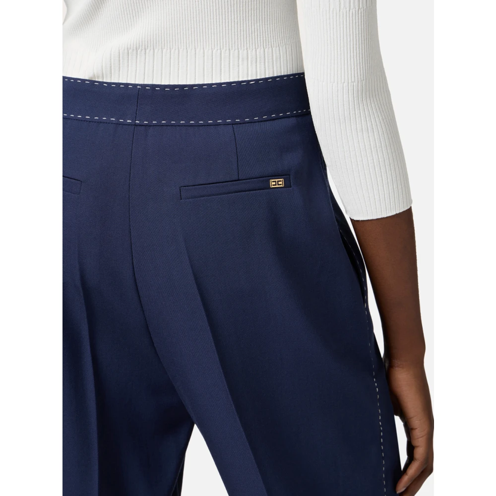 Elisabetta Franchi Blauwe Cropped Wollen Broek Chic Look Blue Dames