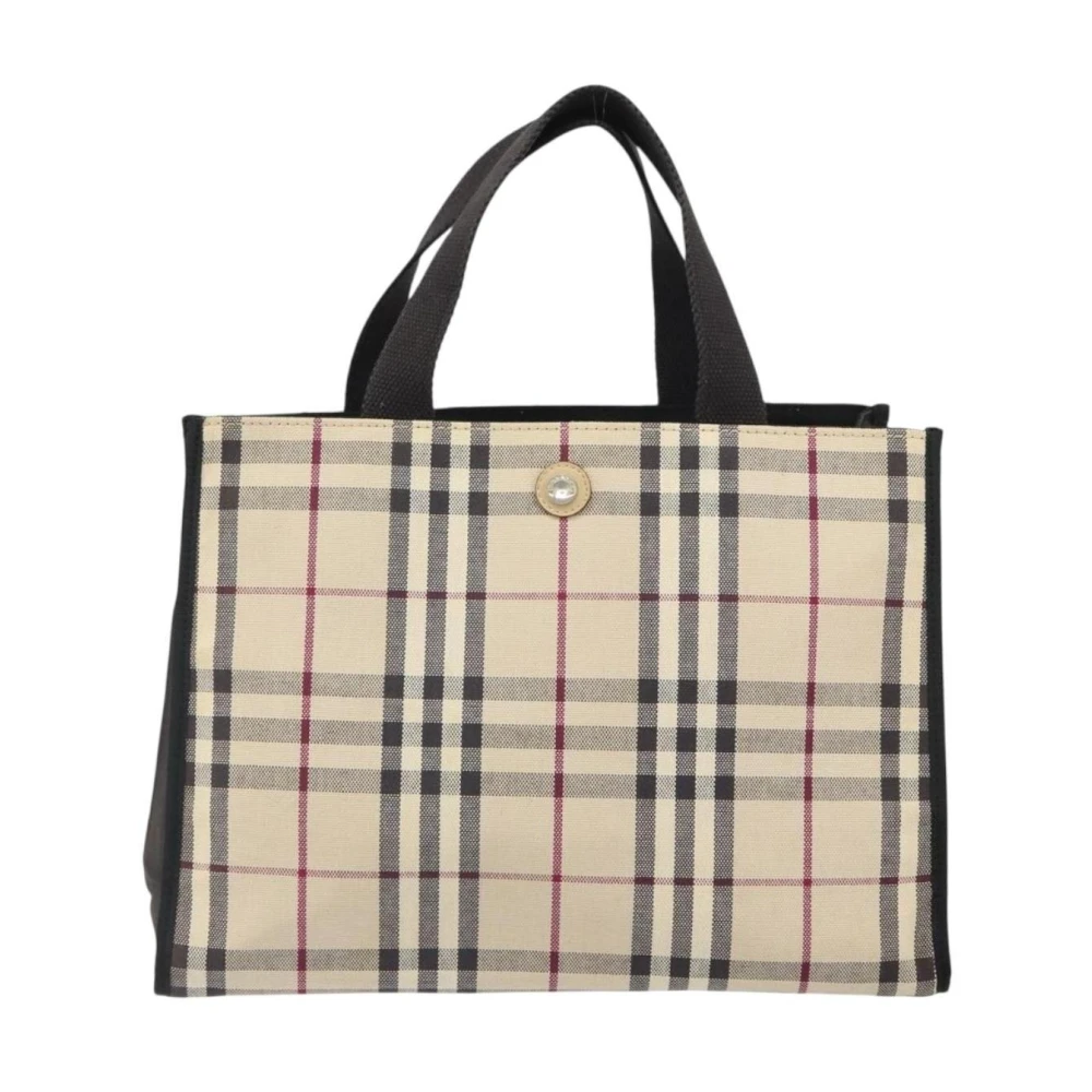 Burberry Vintage Women's Beige Pre-Owned Nova Check Canvas Tote Bag
