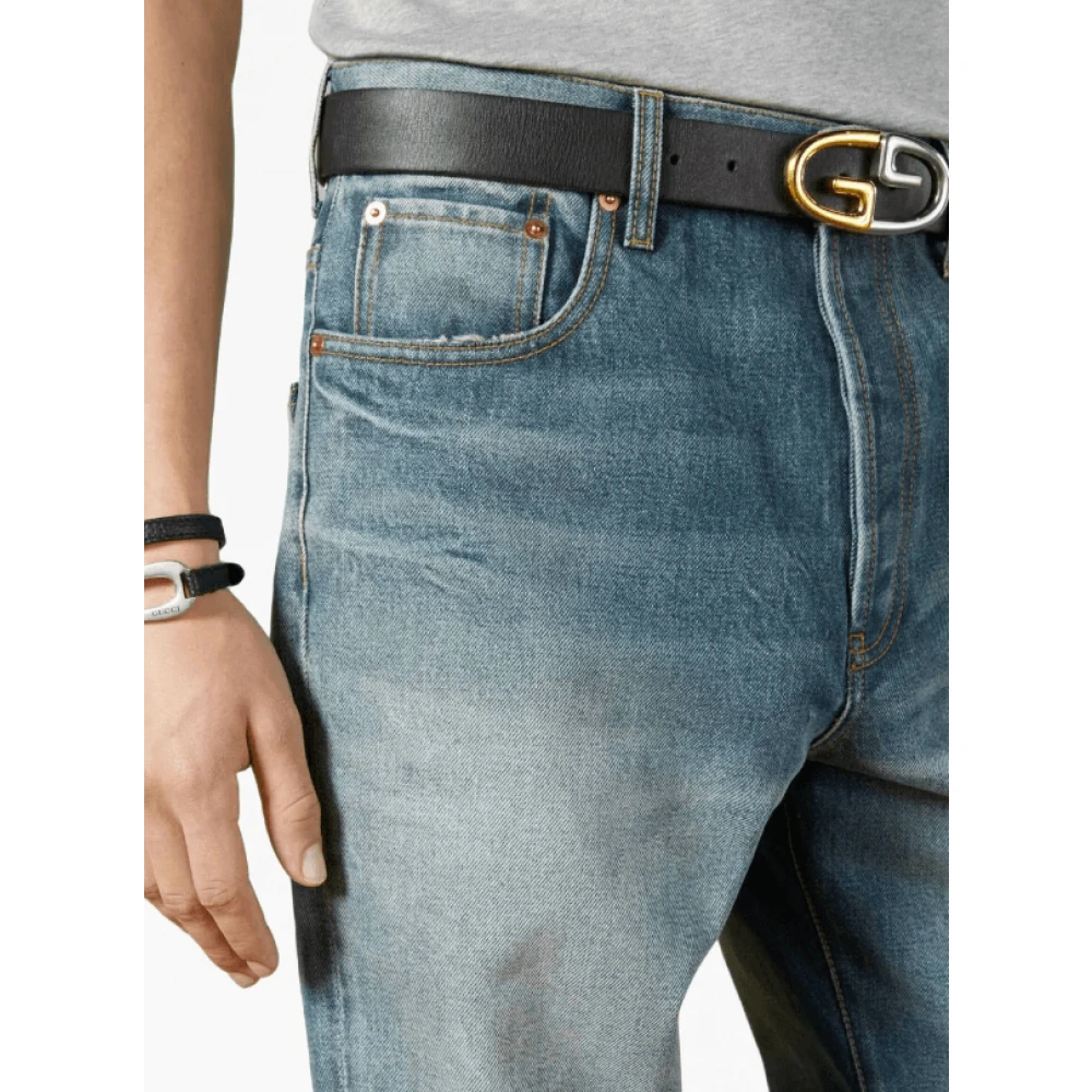 Gucci Mid-rise straight-leg gewassen jeans Blue Dames