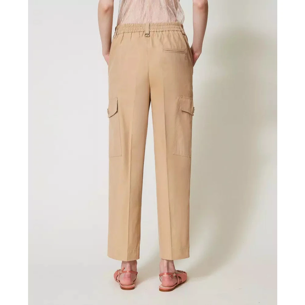 Twinset Cargo Gabardine Katoenen Broek Beige Dames